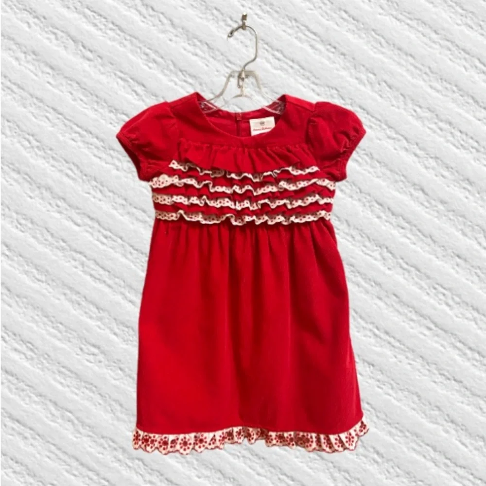 Hanna Andersson Girls Corduroy Ruffle Dress, Size 100 (Size 4)